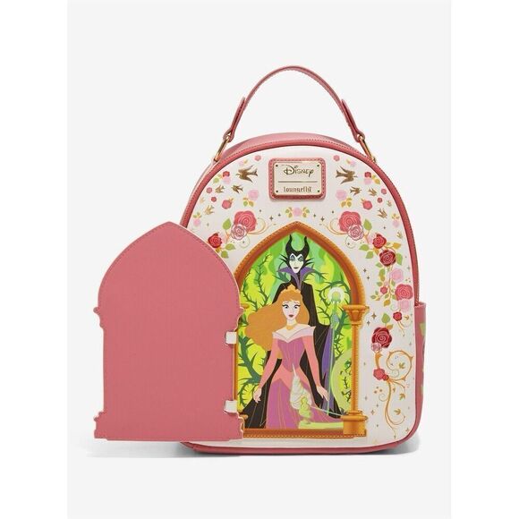 Loungefly Disney Sleeping Beauty Aurora Hinge Portrait Floral Mini Backpack - Picture 7 of 9